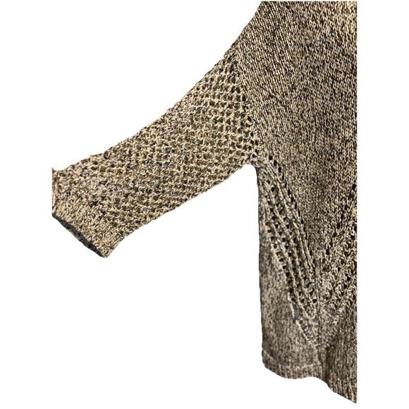 J Jill Beige Heathered Oversized Open Knit Sweater Large Boho Art Coastal - Picture 2 of 6